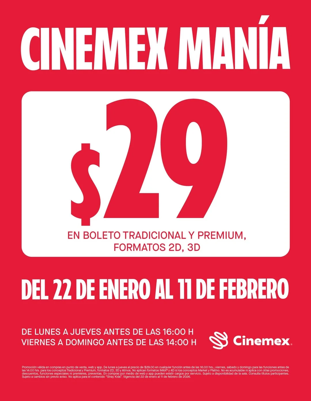 Boletos Cinemex Manía